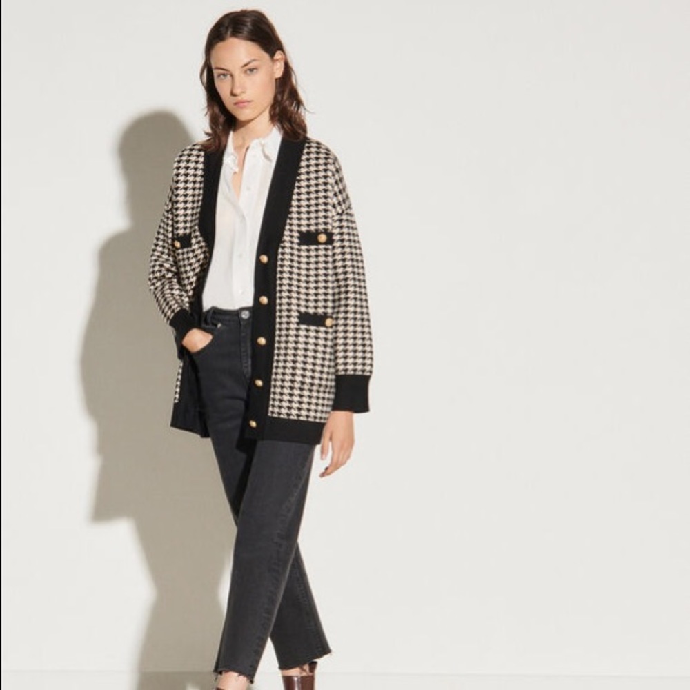 NWT Sandro Long houndstooth cardigan, XS